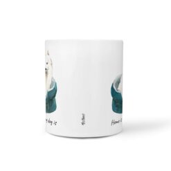 Home is where my dog is Japanese Spitz dog mug (Illustrated collection) 18 Home is where my dog is Japanese Spitz front view White
