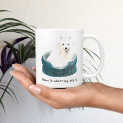 Home is where my dog is Japanese Spitz dog mug (Illustrated collection) 12 Home is where my dog is Japanese Spitz mug in hand plant