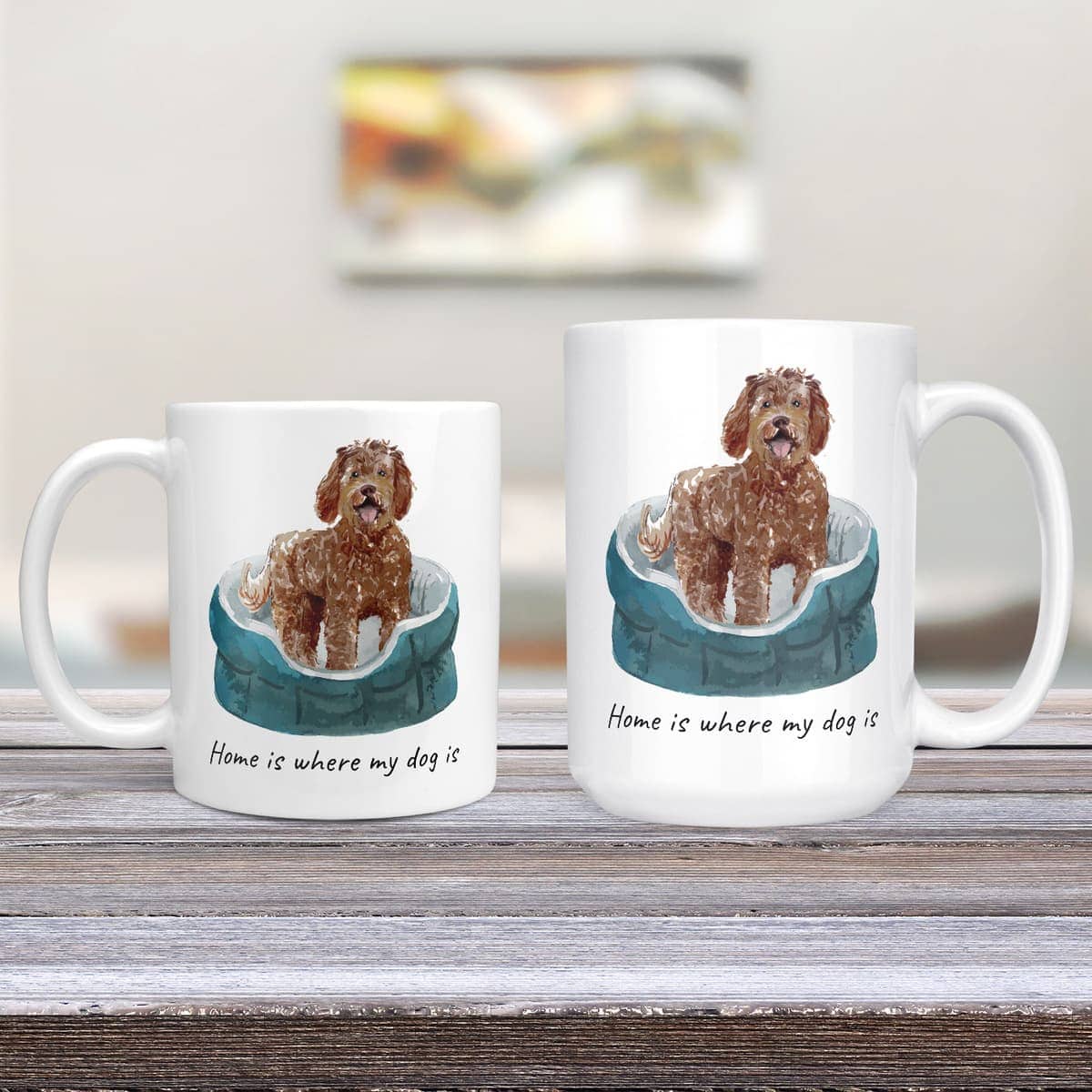 Home is where my dog is Labradoodle dog mug (Illustrated collection) 5 Home is where my dog is Labradoodle dog mug (Illustrated collection) - Image 3