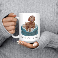 Home is where my dog is Labradoodle dog mug (Illustrated collection) 14 Home is where my dog is Labradoodle 15oz jumper front