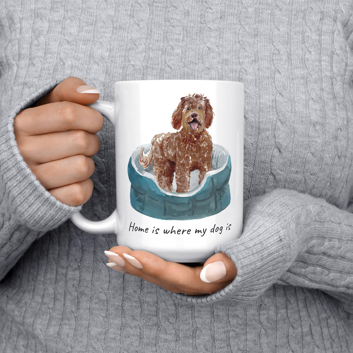 Home is where my dog is Labradoodle dog mug (Illustrated collection) 6 Home is where my dog is Labradoodle dog mug (Illustrated collection) - Image 4