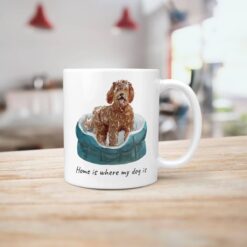 Home is where my dog is Labradoodle dog mug (Illustrated collection) 15 Home is where my dog is Labradoodle handle right kitchen