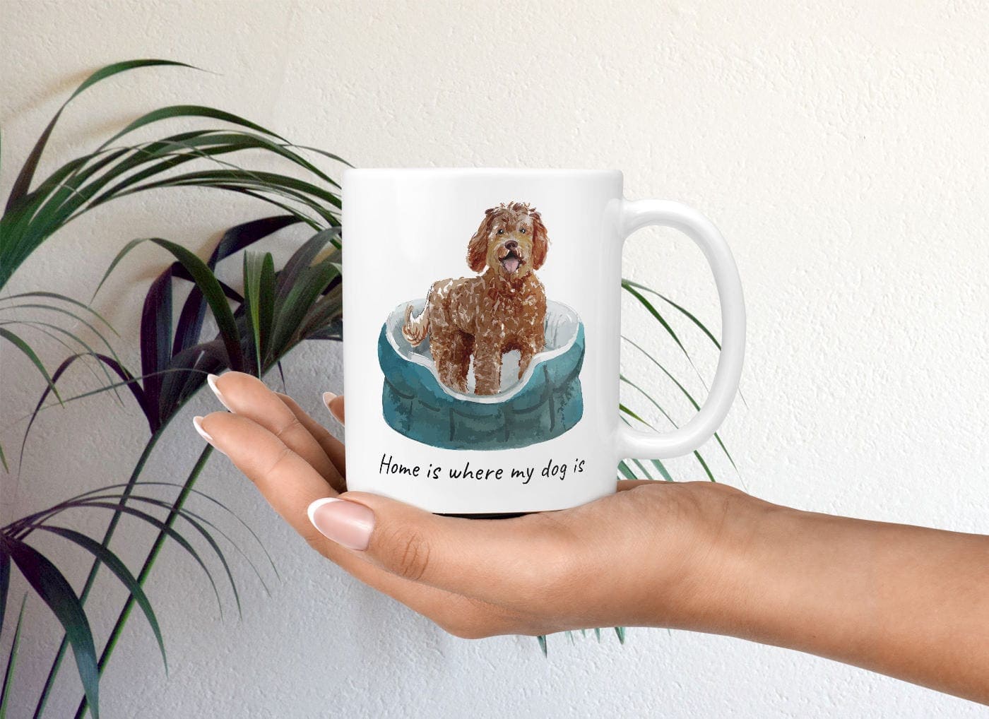 Home is where my dog is Labradoodle dog mug (Illustrated collection) 4 Home is where my dog is Labradoodle dog mug (Illustrated collection) - Image 2