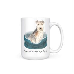 Home is where my dog is Lakeland Terrier dog mug (Illustrated collection) 19 Home is where my dog is Lakeland Terrier 15oz handle right white