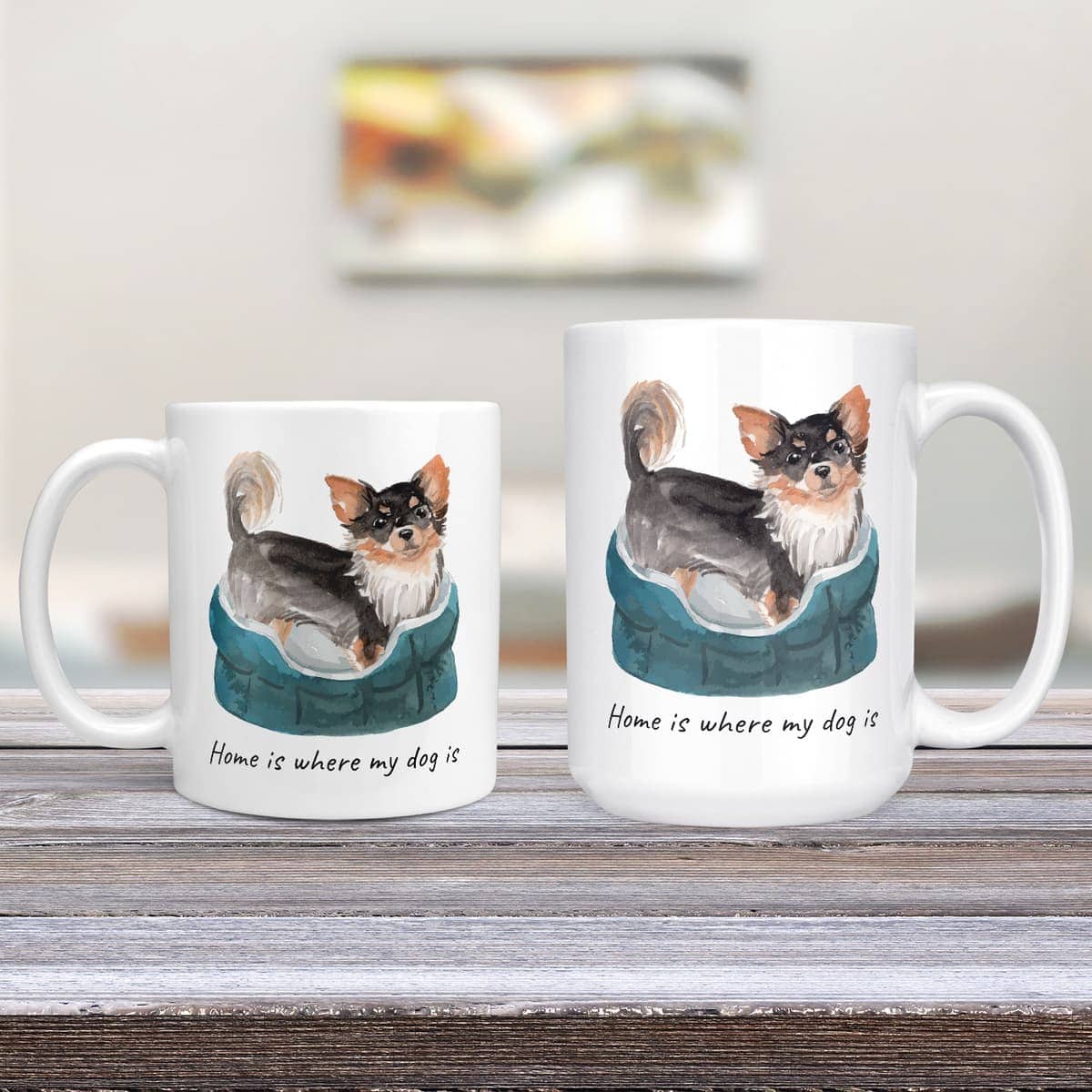 Home is where my dog is Long Haired Chihuahua dog mug (Illustrated collection) 5 Home is where my dog is Long Haired Chihuahua dog mug (Illustrated collection) - Image 3