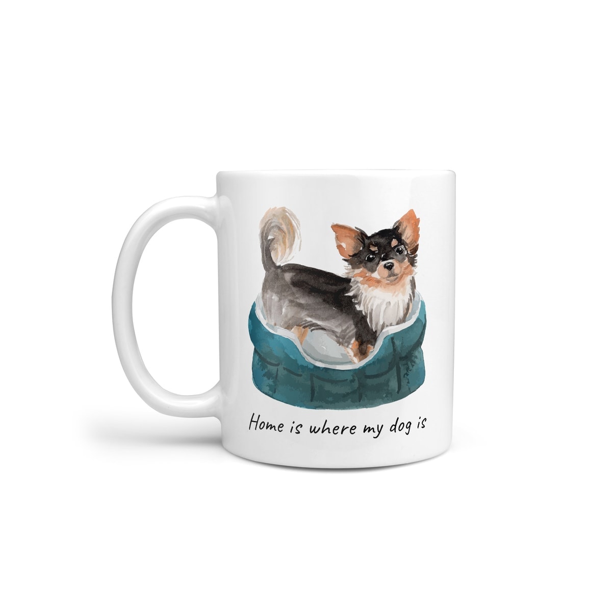 Home is where my dog is Long Haired Chihuahua dog mug (Illustrated collection) 3 Home is where my dog is Long Haired Chihuahua dog mug (Illustrated collection)