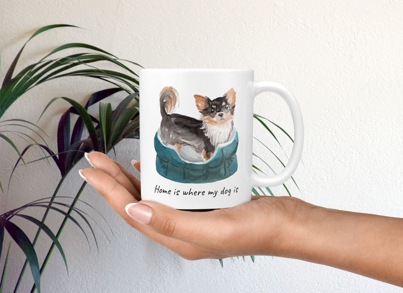Home is where my dog is Long Haired Chihuahua dog mug (Illustrated collection) 4 Home is where my dog is Long Haired Chihuahua dog mug (Illustrated collection) - Image 2