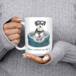 Home is where my dog is Miniature Schnauzer dog mug (Illustrated collection) 14 Home is where my dog is Miniature Schnauzer 15oz jumper front