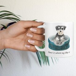 Home is where my dog is Miniature Schnauzer dog mug (Illustrated collection) 17 Home is where my dog is Miniature Schnauzer hand holding plant