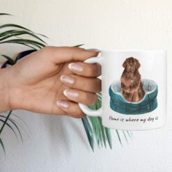Home is where my dog is Newfoundland dog mug (Illustrated collection) 17 Home is where my dog is Newfoundland hand holding plant