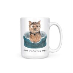 Home is where my dog is Norfolk Terrier dog mug (Illustrated collection) 19 Home is where my dog is Norfolk Terrier 15oz handle right white