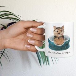 Home is where my dog is Norfolk Terrier dog mug (Illustrated collection) 17 Home is where my dog is Norfolk Terrier hand holding plant
