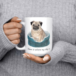 Home is where my dog is Pug dog mug (Illustrated collection) 14 Home is where my dog is Pug 15oz jumper front