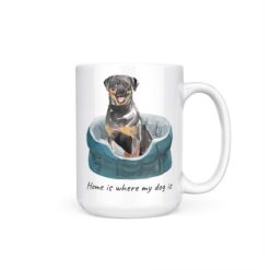 Home is where my dog is Rottweiler dog mug (Illustrated collection) 19 Home is where my dog is Rottweiler 15oz handle right white