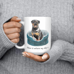 Home is where my dog is Rottweiler dog mug (Illustrated collection) 14 Home is where my dog is Rottweiler 15oz jumper front