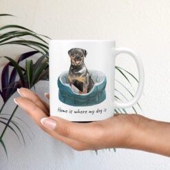 Home is where my dog is Rottweiler dog mug (Illustrated collection) 12 Home is where my dog is Rottweiler mug in hand plant