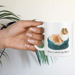 Home is where my dog is Rough Collie dog mug (Illustrated collection) 17 Home is where my dog is Rough Collie hand holding plant