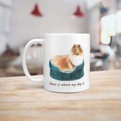 Home is where my dog is Rough Collie dog mug (Illustrated collection) 16 Home is where my dog is Rough Collie handle left kitchen