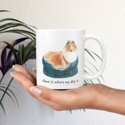 Home is where my dog is Rough Collie dog mug (Illustrated collection) 12 Home is where my dog is Rough Collie mug in hand plant