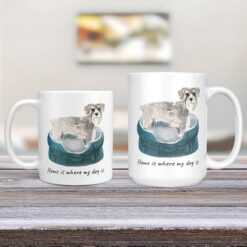 Home is where my dog is Schnauzer dog mug (Illustrated collection) 13 Home is where my dog is Schnauzer 11oz and 15oz comparison TV Room