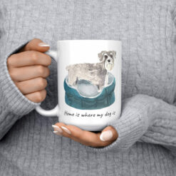 Home is where my dog is Schnauzer dog mug (Illustrated collection) 14 Home is where my dog is Schnauzer 15oz jumper front