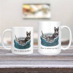 Home is where my dog is Scottish Terrier dog mug (Illustrated collection) 13 Home is where my dog is Scottish Terrier 11oz and 15oz comparison TV Room