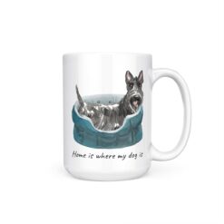 Home is where my dog is Scottish Terrier dog mug (Illustrated collection) 19 Home is where my dog is Scottish Terrier 15oz handle right white