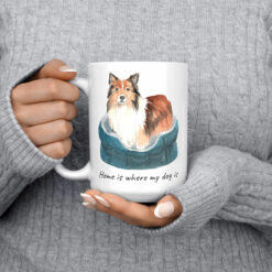 Home is where my dog is Shetland Sheepdog dog mug (Illustrated collection) 14 Home is where my dog is Shetland Sheepdog 15oz jumper front