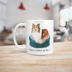Home is where my dog is Shetland Sheepdog dog mug (Illustrated collection) 16 Home is where my dog is Shetland Sheepdog handle left kitchen