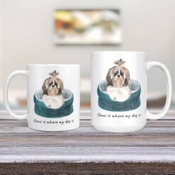Home is where my dog is Shih tzu Long hair dog mug (Illustrated collection) 13 Home is where my dog is Shih tzu Long hair 11oz and 15oz comparison TV Room