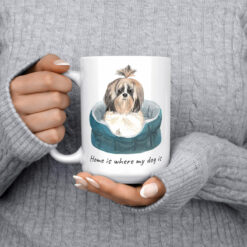Home is where my dog is Shih tzu Long hair dog mug (Illustrated collection) 14 Home is where my dog is Shih tzu Long hair 15oz jumper front