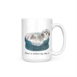 Home is where my dog is Shih tzu Short hair 15oz handle right white