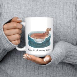 Home is where my dog is Tan Dachshund dog mug (Illustrated collection) 14 Home is where my dog is Tan Dachshund 15oz jumper front