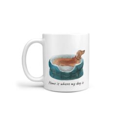 Home is where my dog is Tan Dachshund dog mug (Illustrated collection)