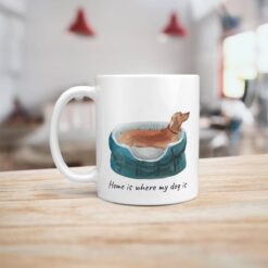 Home is where my dog is Tan Dachshund dog mug (Illustrated collection) 16 Home is where my dog is Tan Dachshund handle left kitchen