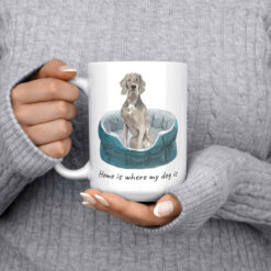 Home is where my dog is Weimaraner dog mug (Illustrated collection) 14 Home is where my dog is Weimaraner 15oz jumper front