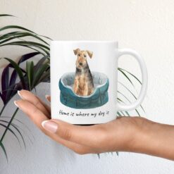 Home is where my dog is Welsh Terrier mug in hand plant