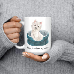Home is where my dog is Westie dog mug (Illustrated collection) 14 Home is where my dog is Westie 15oz jumper front