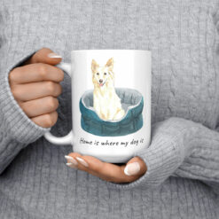 Home is where my dog is White Collie 15oz jumper front