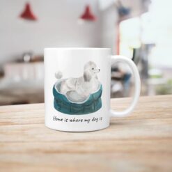 Home is where my dog is White poodle dog mug (Illustrated collection) 15 Home is where my dog is White poodle handle right kitchen