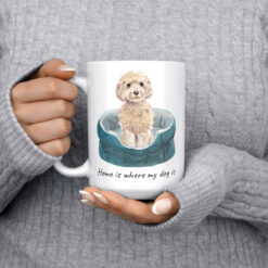 Home is where my dog is Champagne cockapoo dog mug (Illustrated collection) 14 Home is where my dog is champagne cockapoo 15oz jumper front