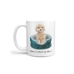 Home is where my dog is Champagne cockapoo dog mug (Illustrated collection)