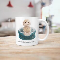 Home is where my dog is Champagne cockapoo dog mug (Illustrated collection) 15 Home is where my dog is champagne cockapoo handle right kitchen