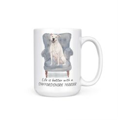 Life is better with a American Staffordshire terrier dog mug (Illustrated collection) 18 Life is better with American Staffordshire terrier 15oz handle right white