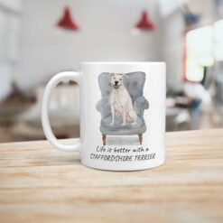 Life is better with a American Staffordshire terrier dog mug (Illustrated collection) 15 Life is better with American Staffordshire terrier Designs handle left kitchen