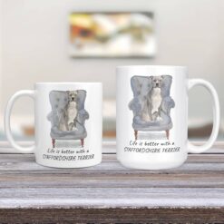 Life is better with a American Staffordshire terrier grey dog mug (Illustrated collection) 13 Life is better with American Staffordshire terrier grey Designs 11oz and 15oz comparison TV Room
