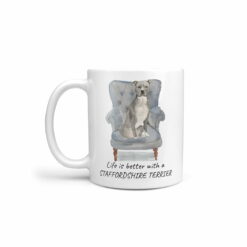 Life is better with a American Staffordshire terrier grey dog mug (Illustrated collection)
