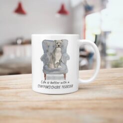 Life is better with a American Staffordshire terrier grey dog mug (Illustrated collection) 15 Life is better with American Staffordshire terrier grey Designs handle right kitchen