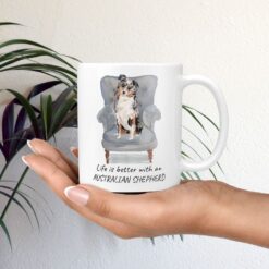Life is better with a Australian Shepherd dog mug (Illustrated collection) 11 Life is better with Australian Shepherd Designs mug in hand plant