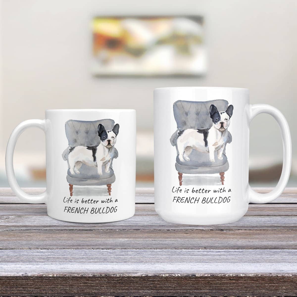 Life is better with a Black&white French bulldog dog mug (Illustrated collection) 5 Life is better with a Black&white French bulldog dog mug (Illustrated collection) - Image 3